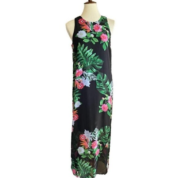 Women's Vince Camuto Havana Tropical Maxi Dress Size XS Black - Picture 4 of 16